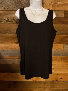 Eddie Bauer Black Tank Top XL Stretch Cotton Sleeveless Layering Essential